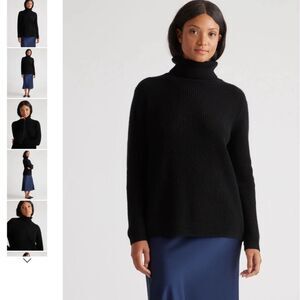 Quince Mongolian Cashmere Fisherman Turtleneck Sweater Black Size Smalll